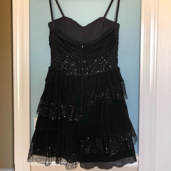 Sparkly Ruffled Black Strapless Dress - Picture 2 of 2